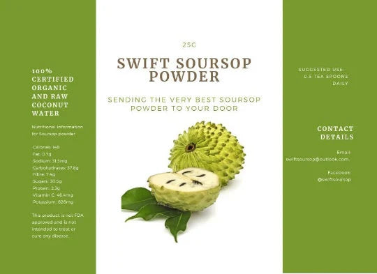 Swift Soursop fruit extract powder - back label